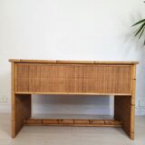 Pair of wicker and bamboo desks, Dal Vera, vintage