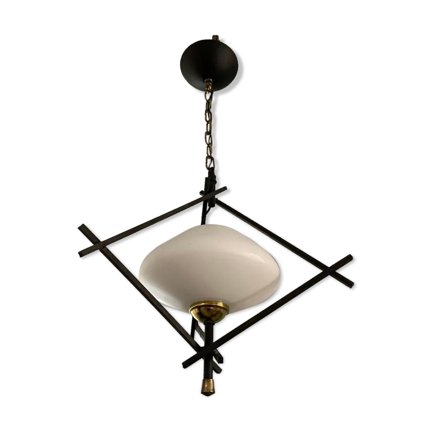 Old lamp opaline and metal house Lunel