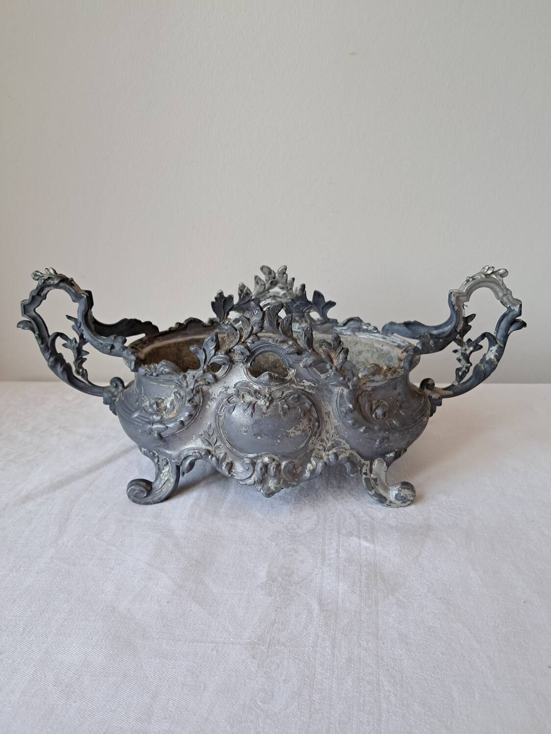 Napoleon III spelter centerpiece planter with rockery decoration