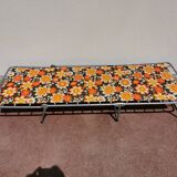 Vintage SOleil bath, Orange flower deckchairs