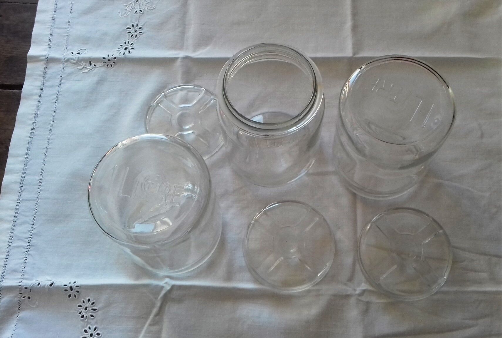 Lot 3 jars transparent glass 1 l