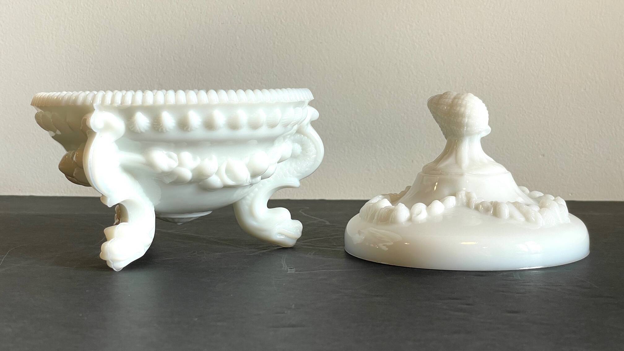 Vintage opaline glass candy dish