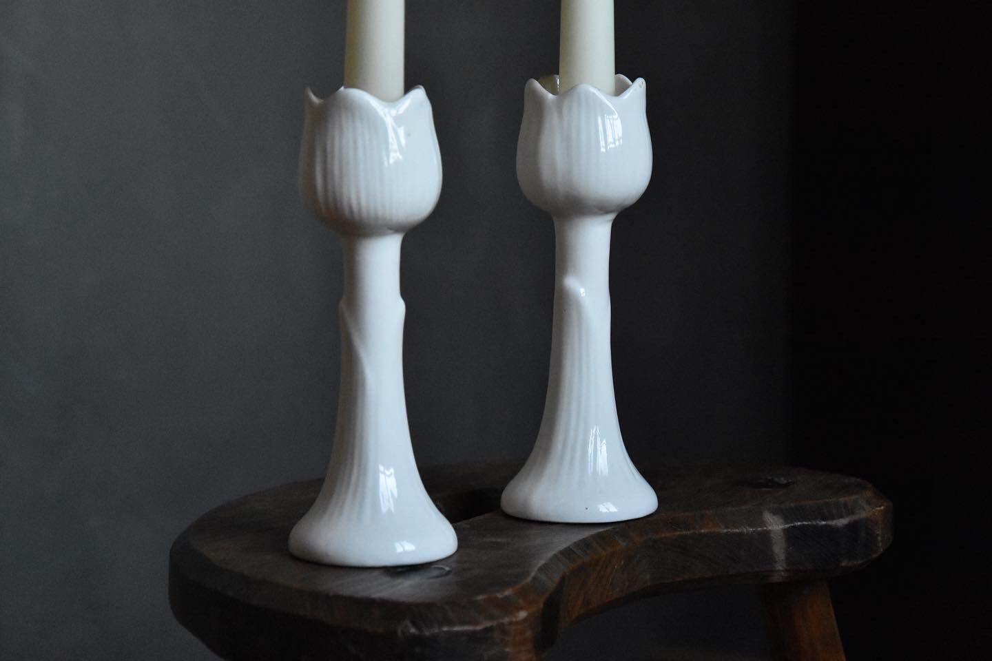 Pair tulip candlesticks