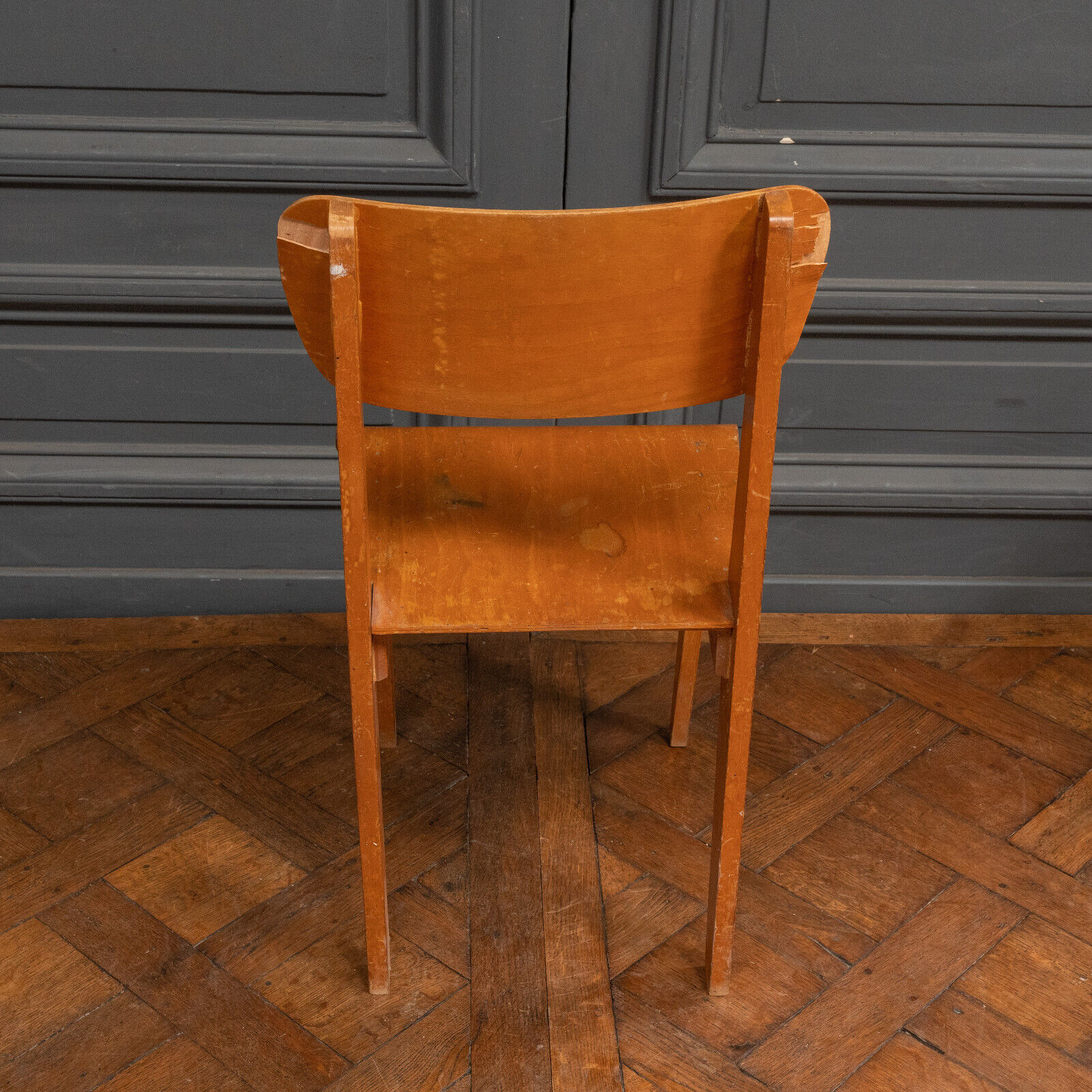 Chaise en bois cintré 1960 bureau travail français