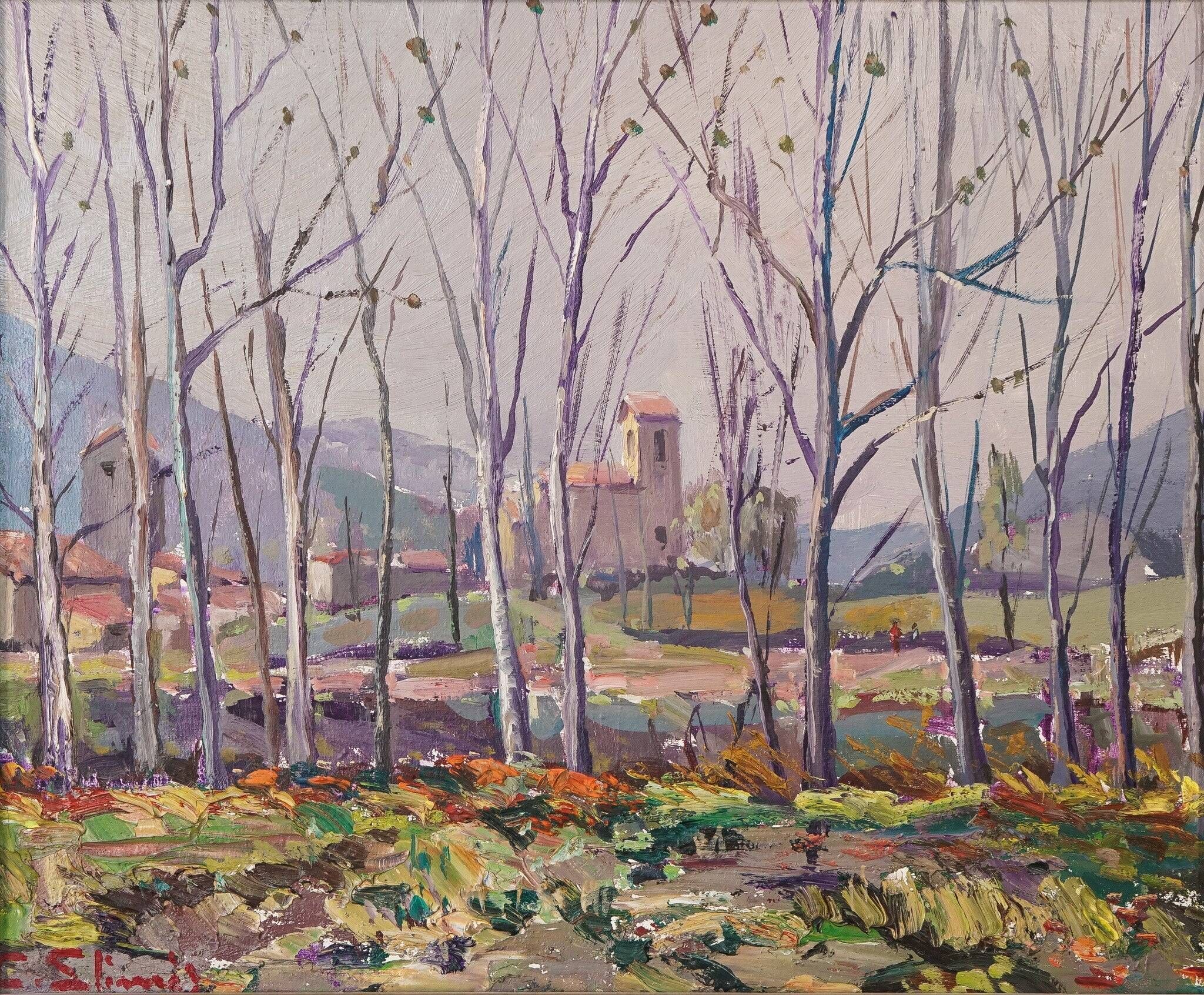 Paysage postimpressionniste - Huile sur toile