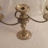 Grand chandelier 3 feux / bougeoir en met.argente styl classique