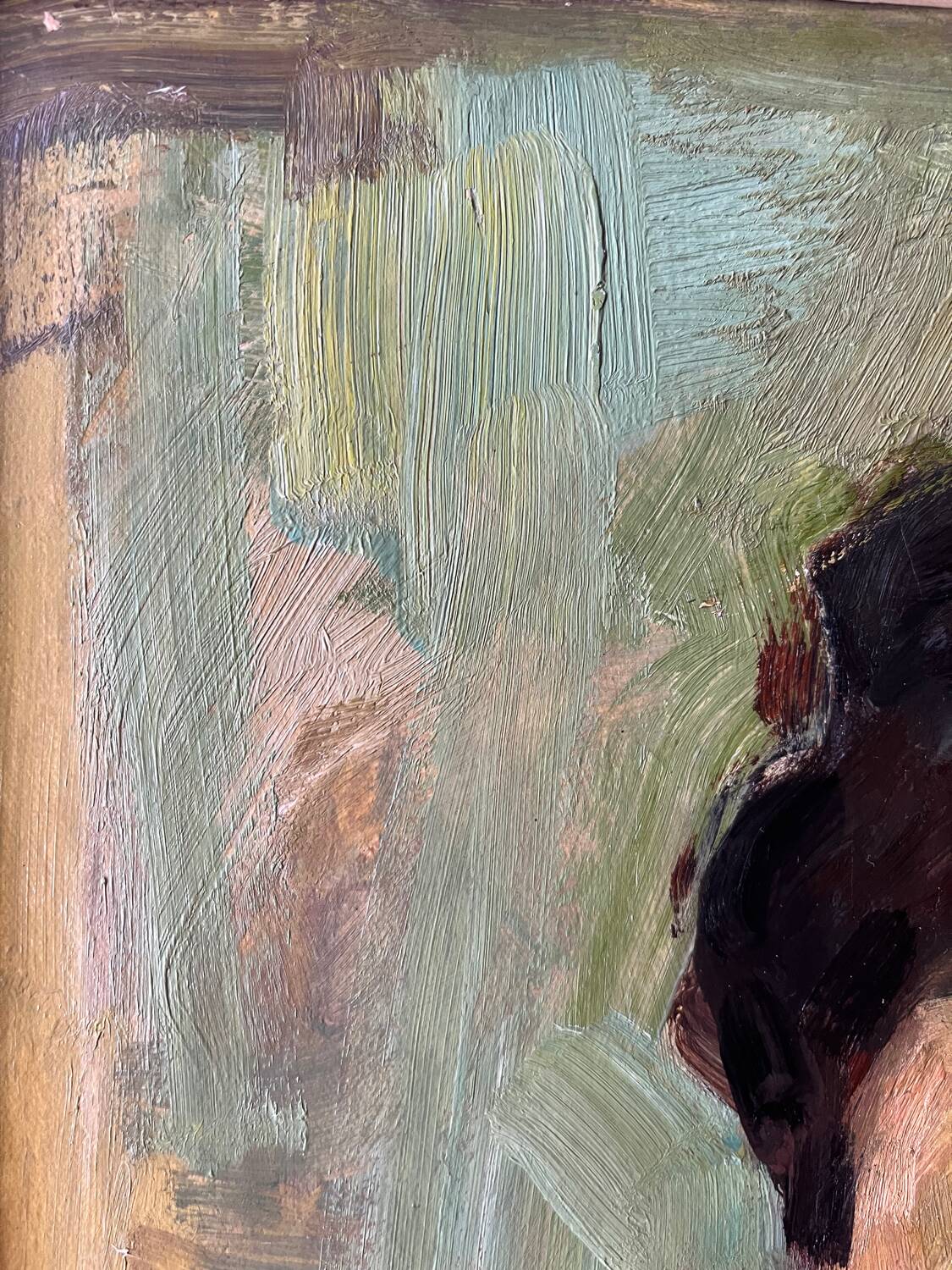 Young worker, oil on paper, mounted on cardboard