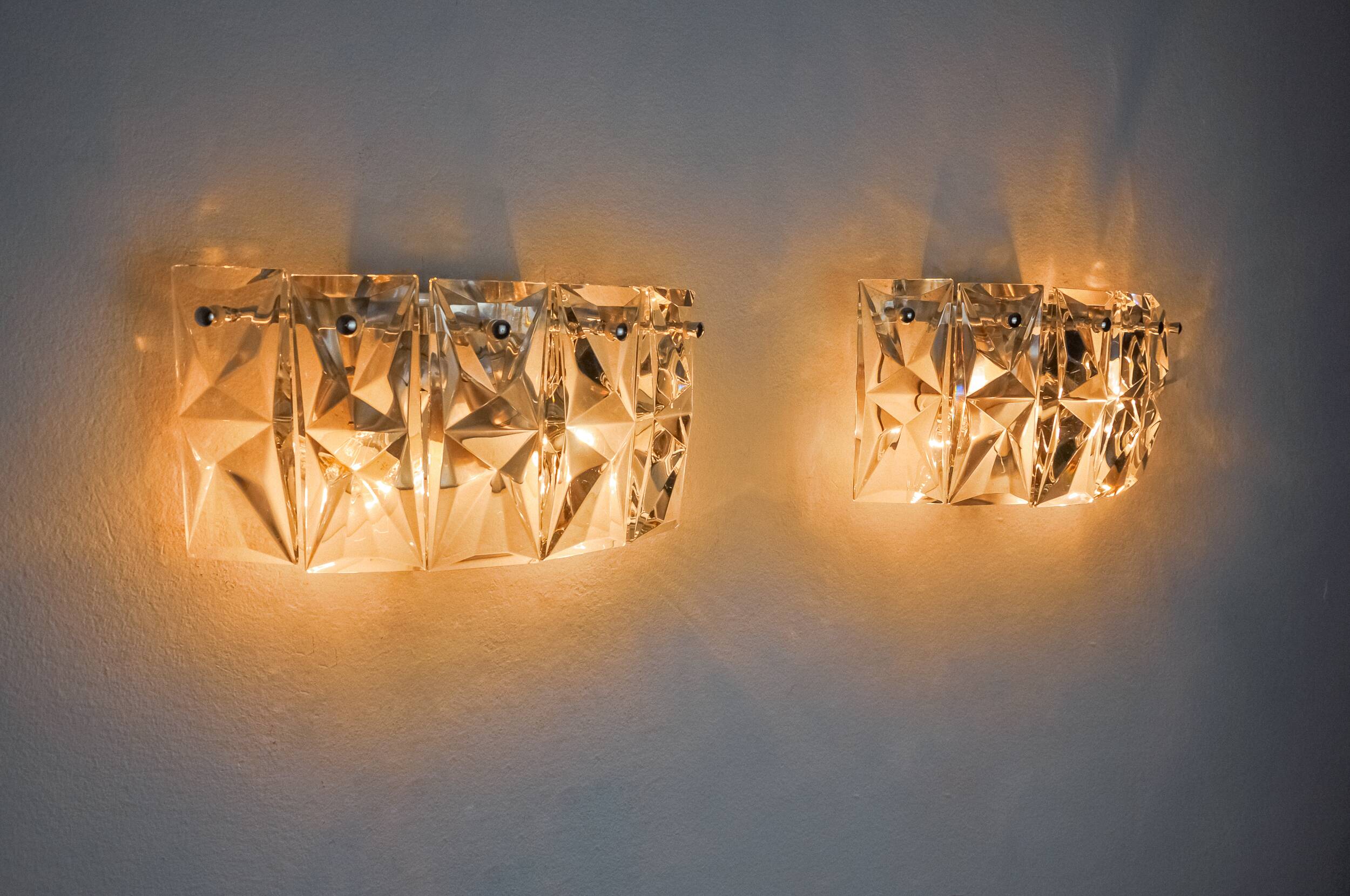 Pair of Kinkeldey sconces, cut crystals, Germany, 1970