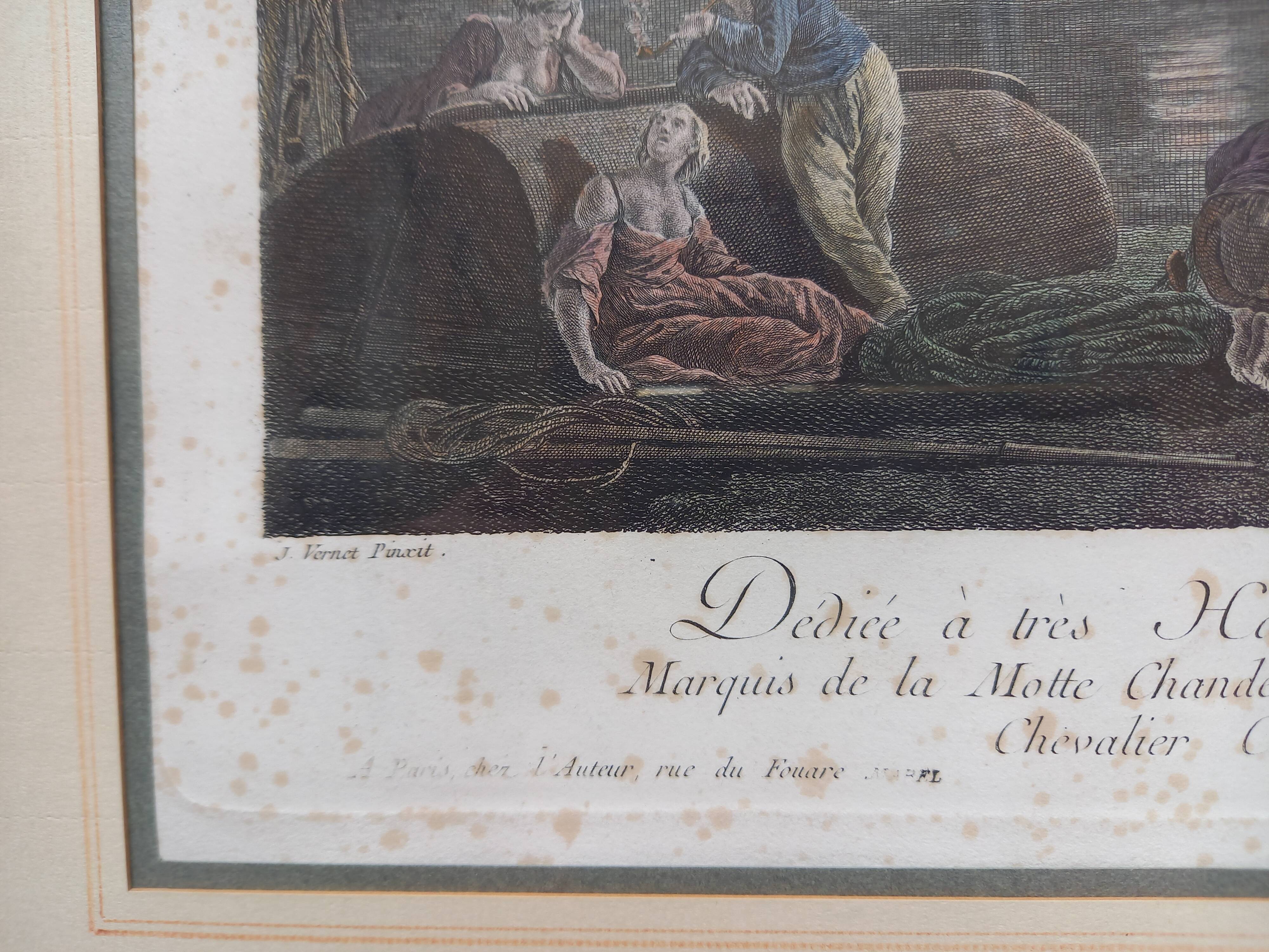 Engraving by Joseph Vernet (1714-1789), published by Jacques Duret, Fishing by Lantern Light