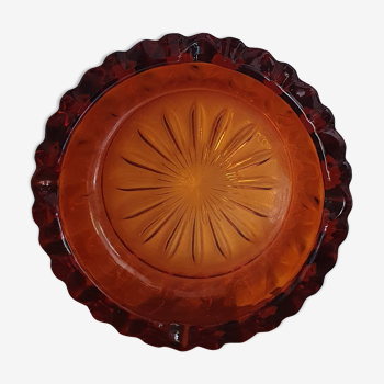 Amber glass ashtray