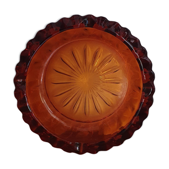 Amber glass ashtray