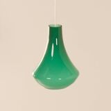 Lampe à Suspension française en Verre Opalin Vert, 1960s
