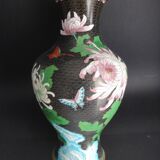 Vase in Chinese partitioned enamel butterflies