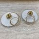 Pair of vintage pendant lights in opaline and transparent serrated edges