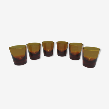 Ensemble de 6 verres ambres fabrication artisanale