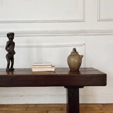 Brutalist Folk Art Bench Solid Oak