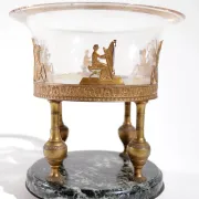 Empire tazza in fire-gilt bronze, marble and glass – France, early 19th c.