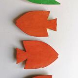 4 wooden fish coasters