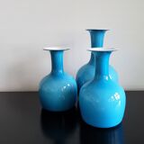 Set of 3 Opal Blue Glass 'Carnaby' Vases by Per Lütken for Holmegaard