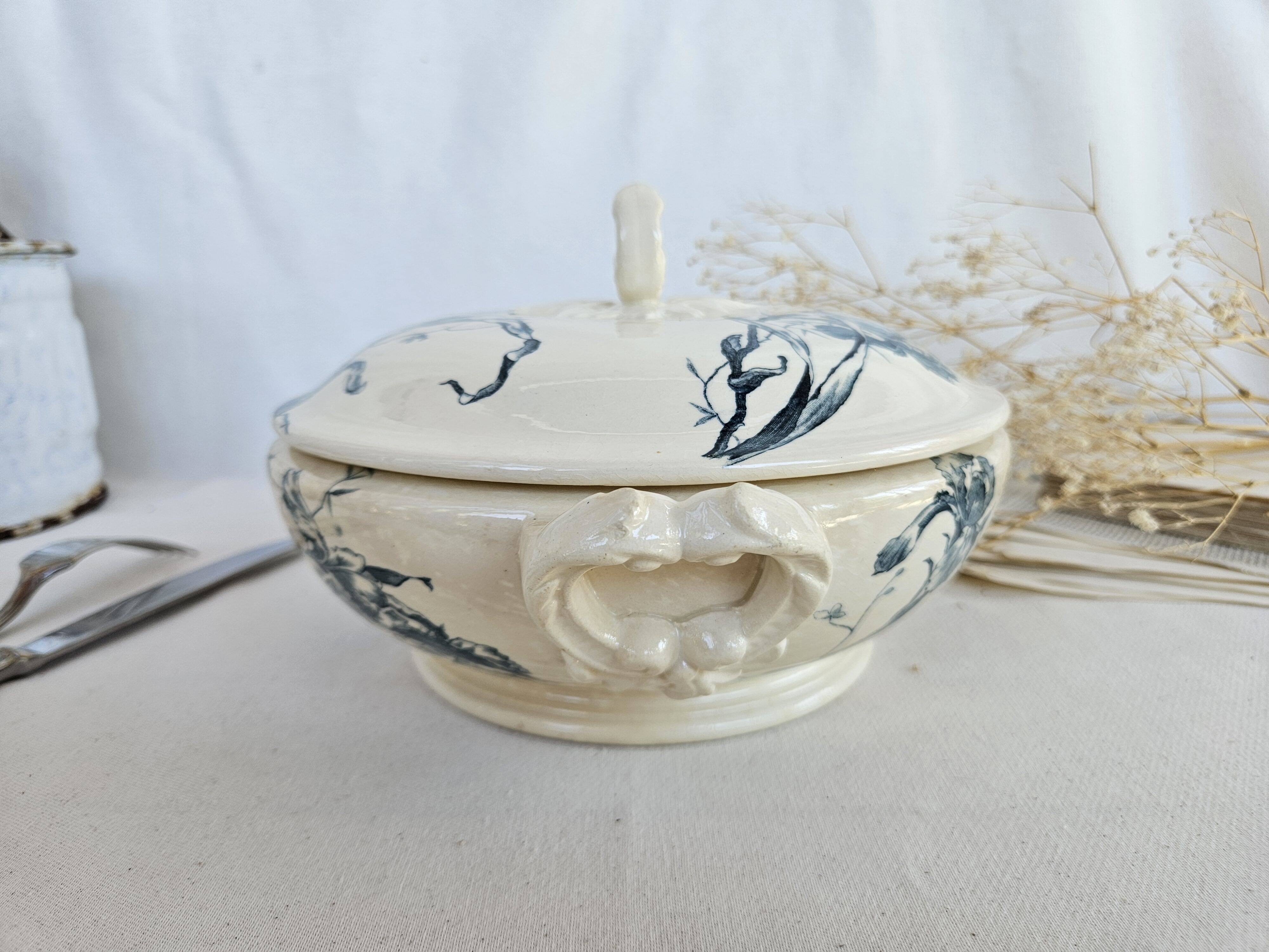 Soupière ancienne Gien Iris Terre de Fer