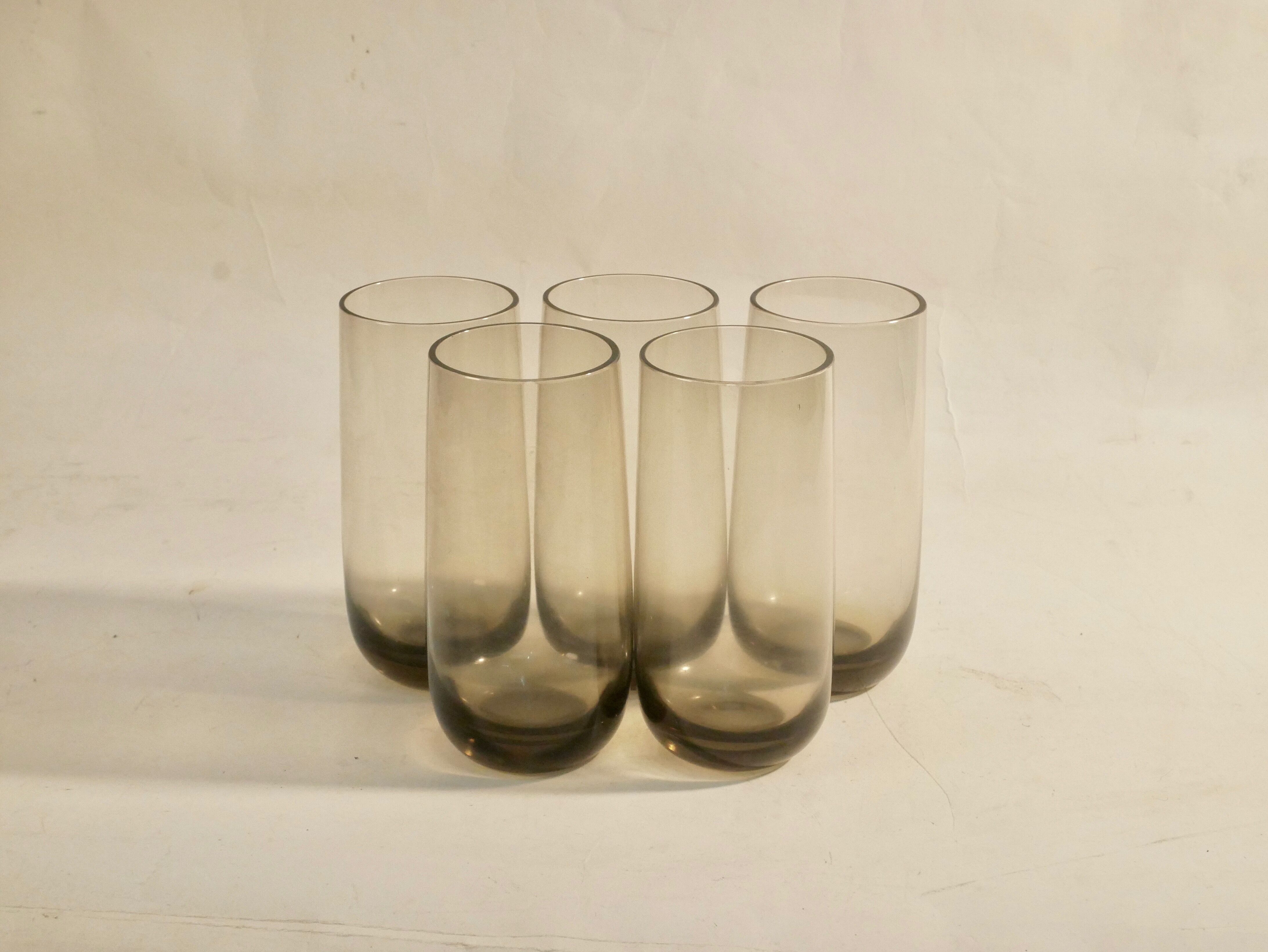 lot 5 vintage brown orangeade glasses 1970 Scandinavian style