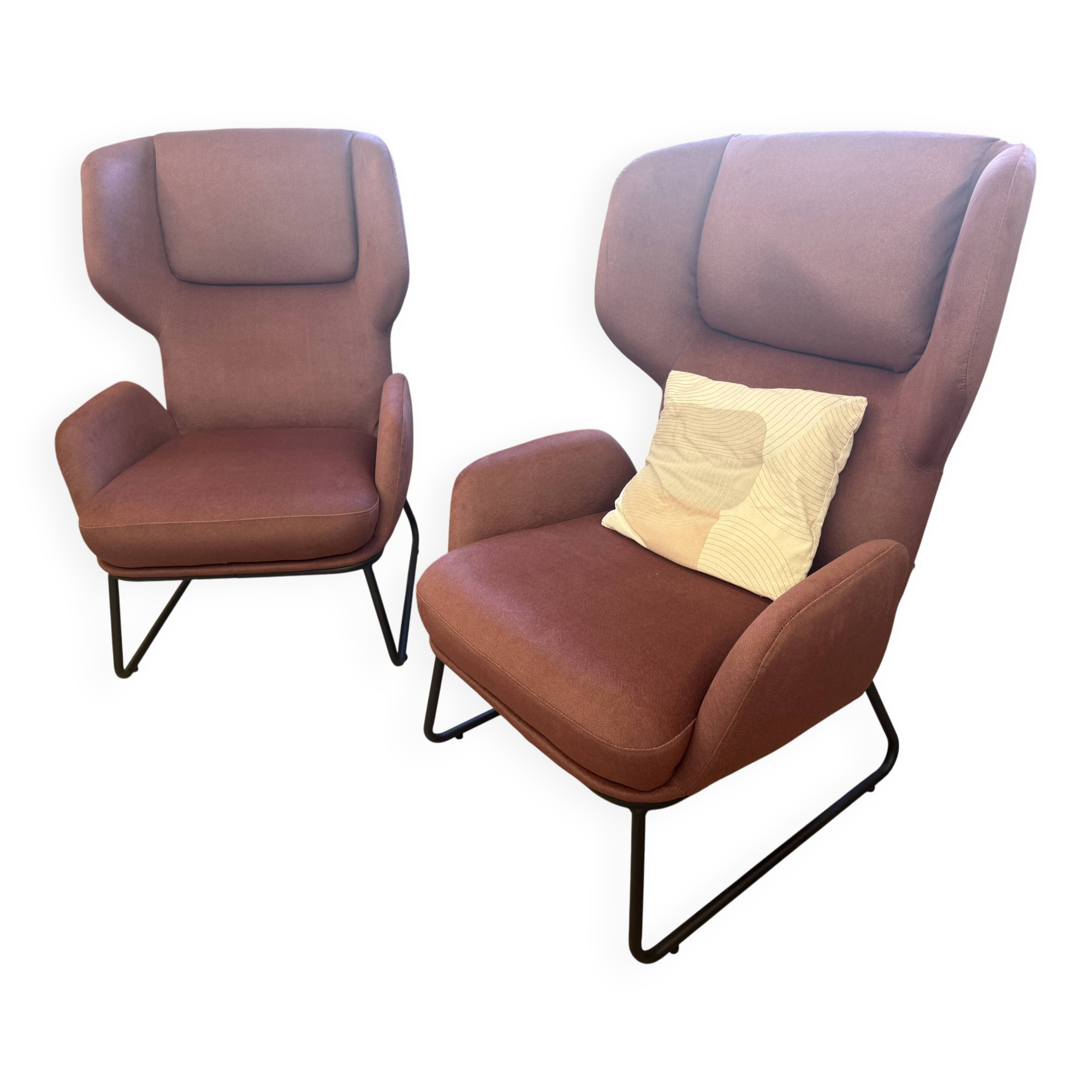 Set of 2 burgundy armchairs