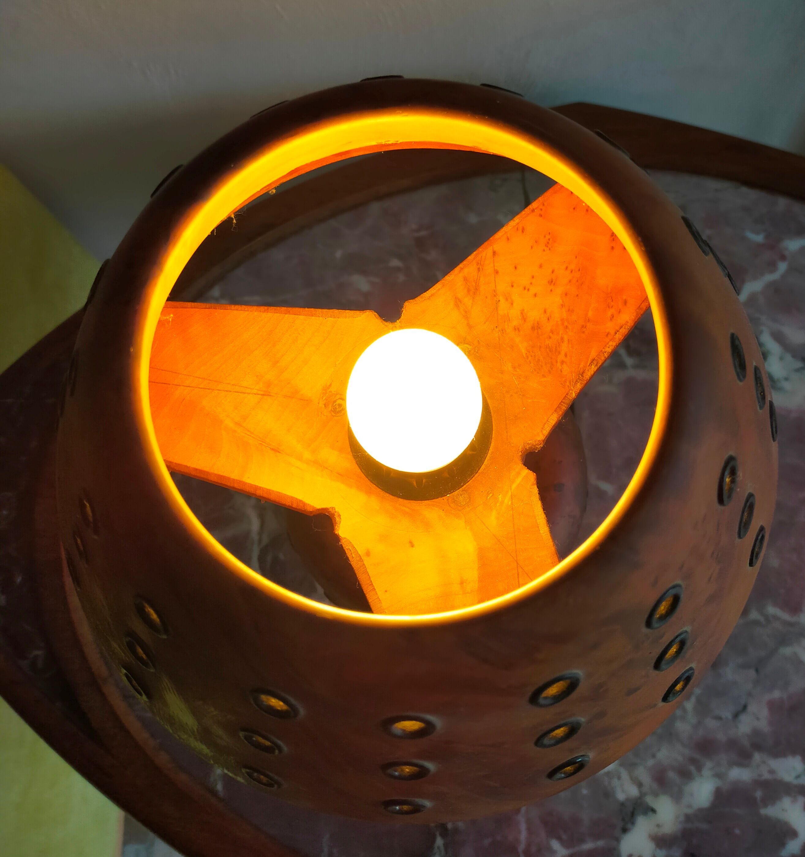 Olive wood lamp