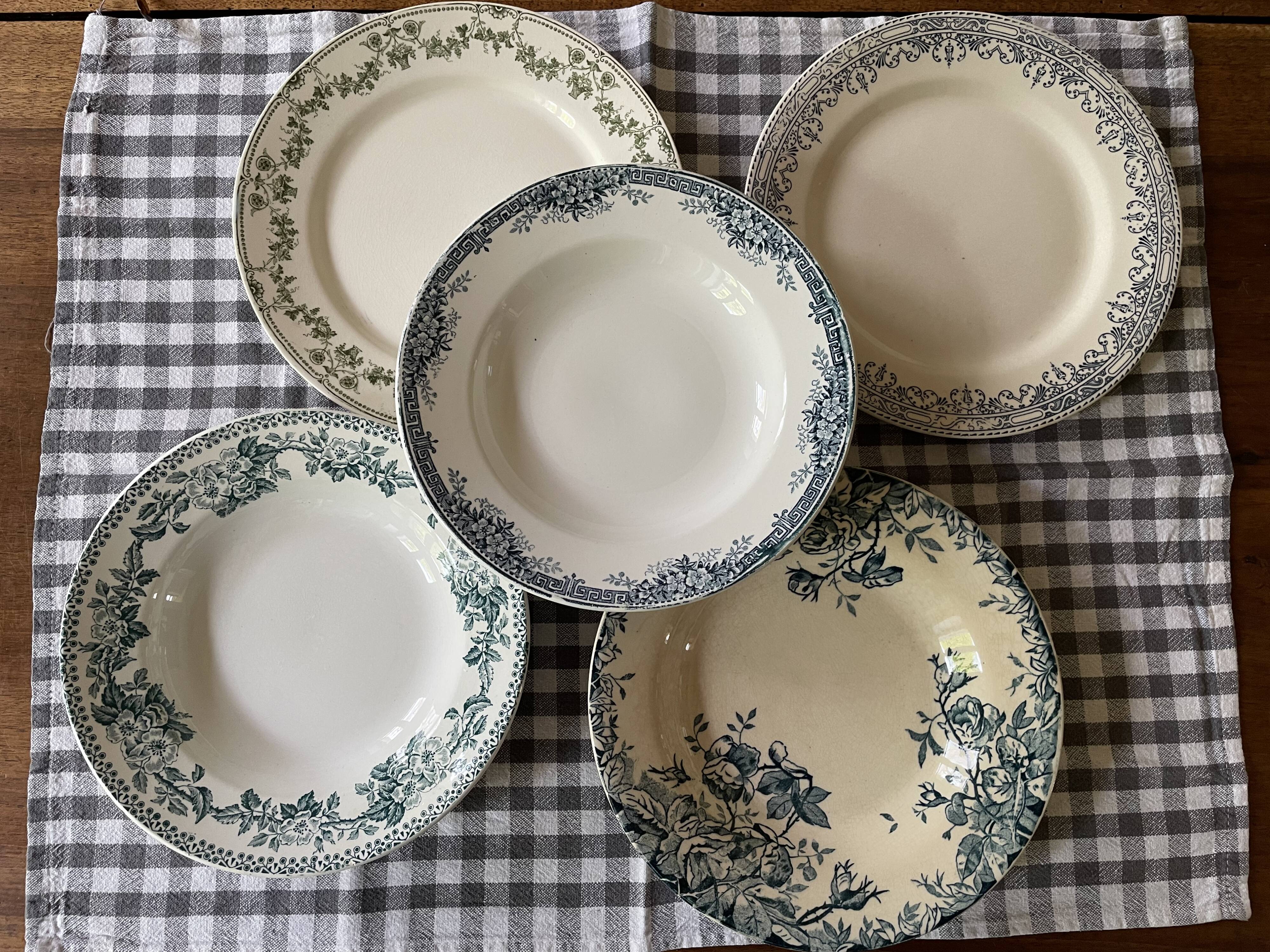Mismatched ironstone plates