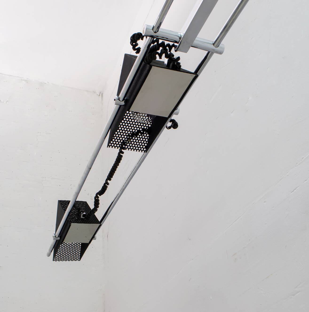 Mid-Century Modern Italian Steel and Travertine Floor Lamp, 1970s