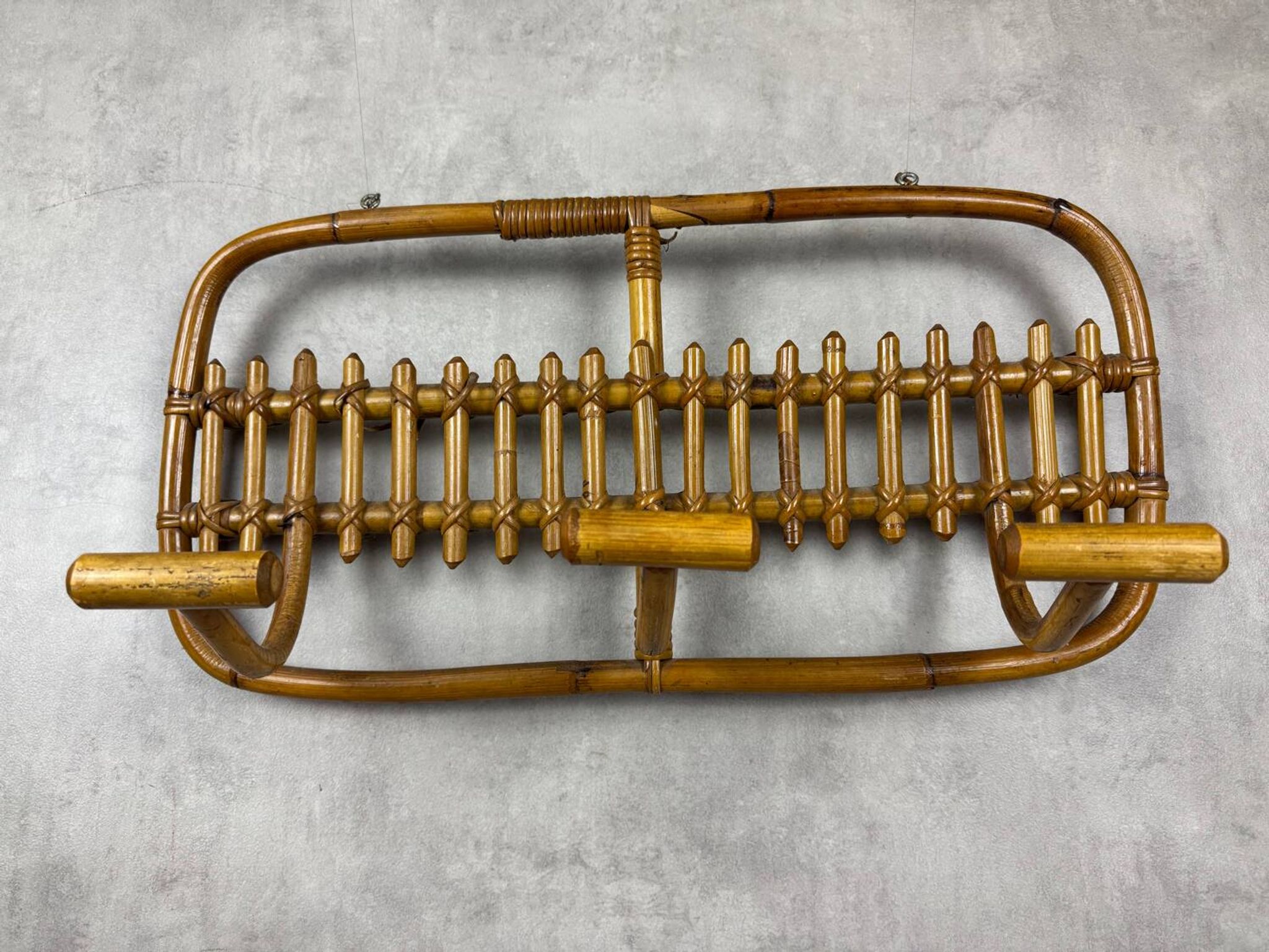 1960s Italian Rattan Coat Rack