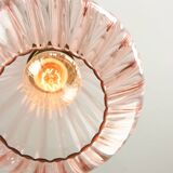 Mid-Century Italian Pink Glass and Brass Pendant Lamp