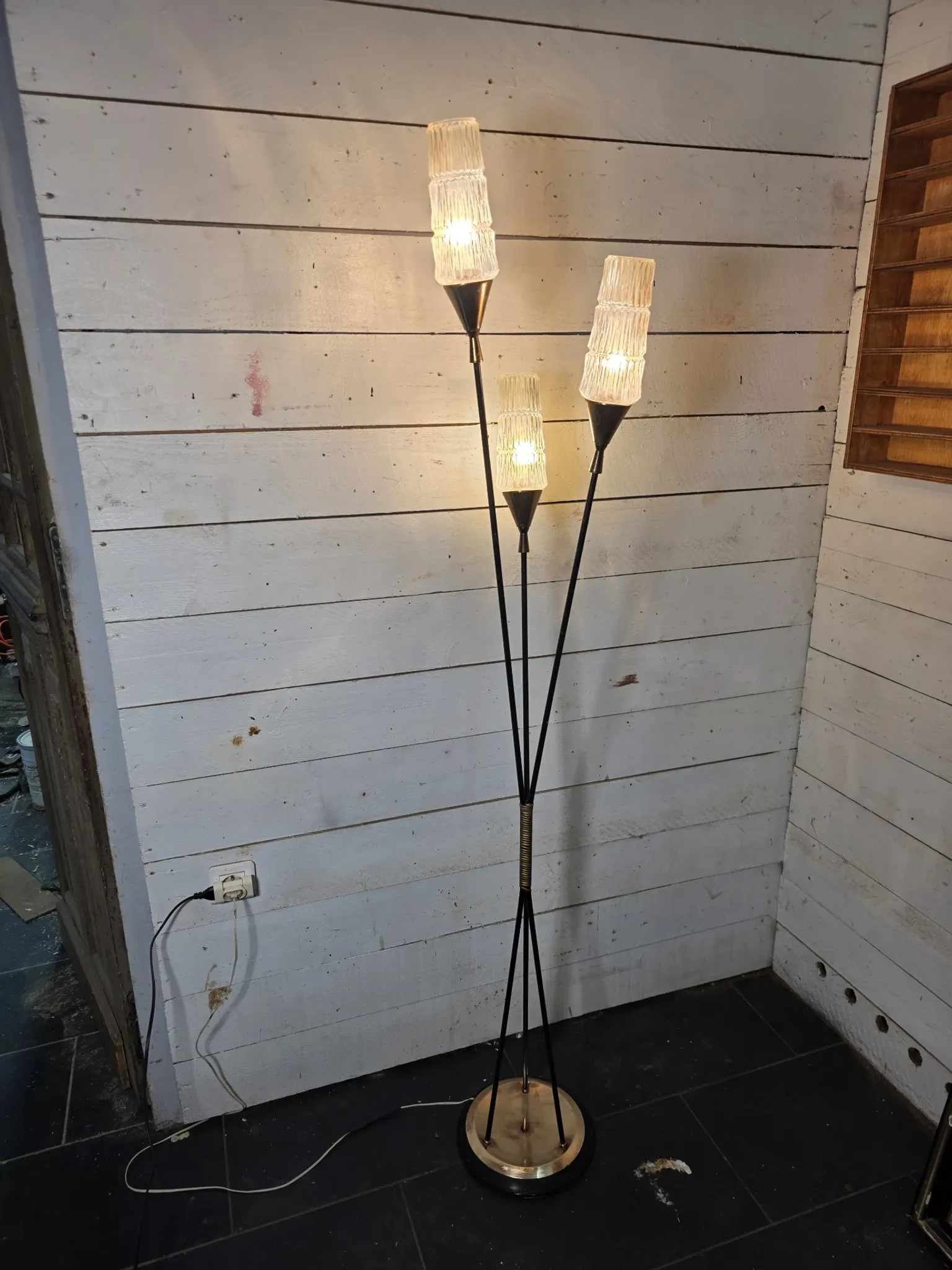 Lampadaire vintage 3 feux des années 60