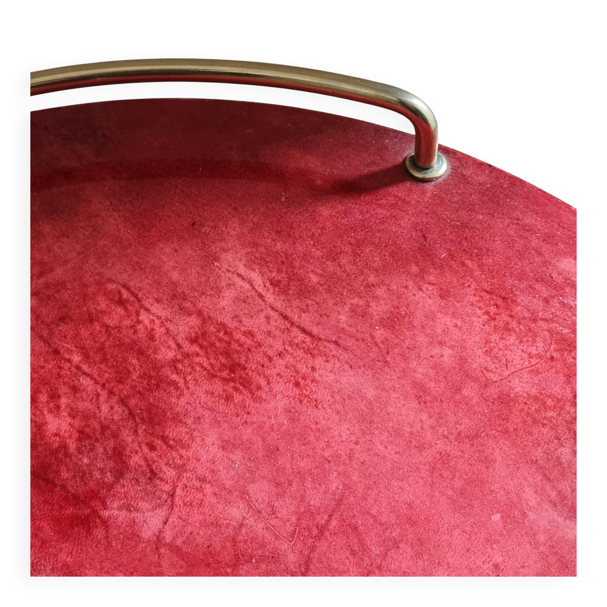 Aldo Tura bar cart, red goat leather, mid-century Italian / Hollywood Regency
