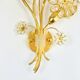 Pair of Extra Large Mid Century Gilt Brass & Crystal Flower Shape Wall Lights from Palwa, Germany
