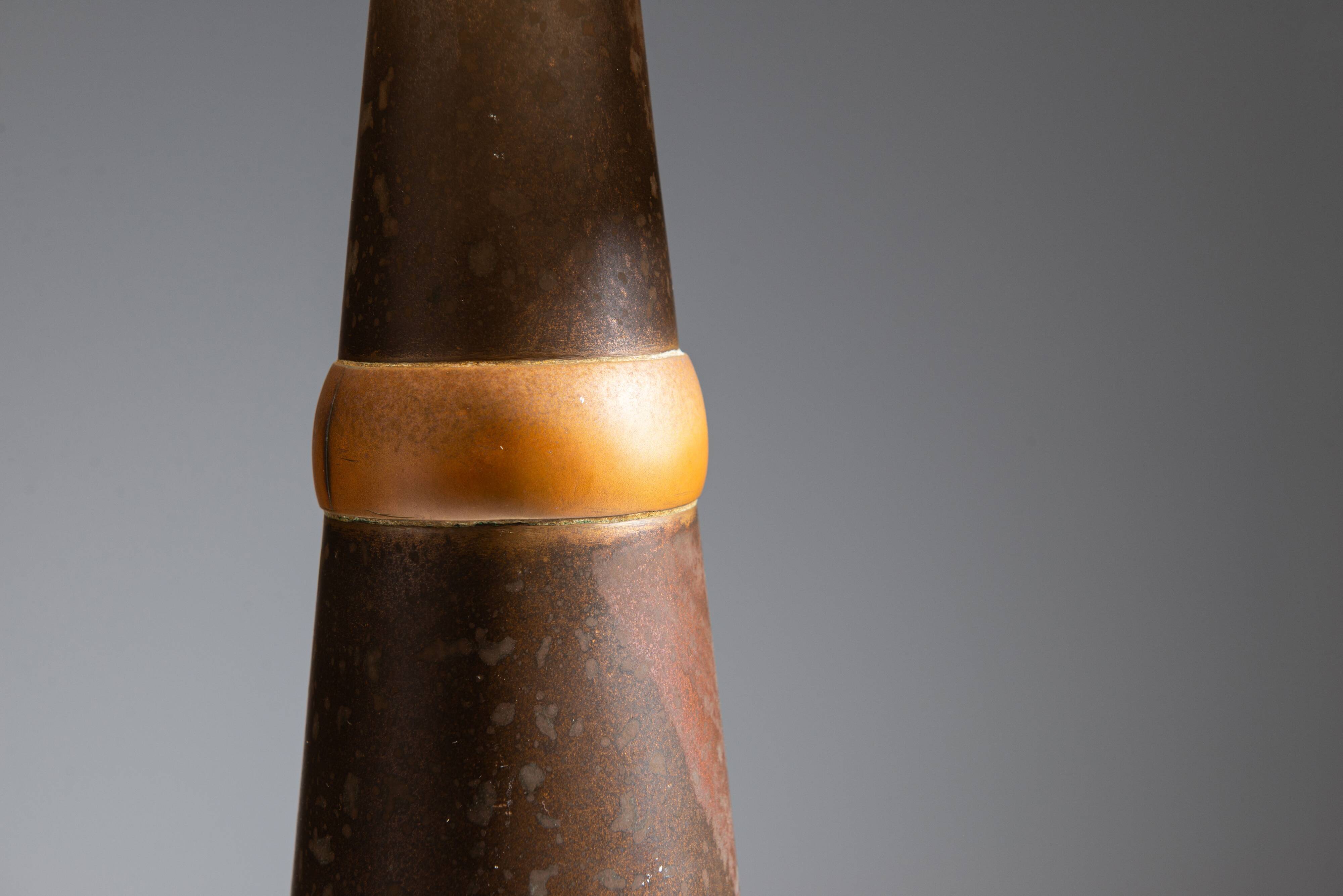 Scandinavian tapered copper and brass table lamp