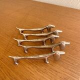 Vintage silver-plated dog knife rests