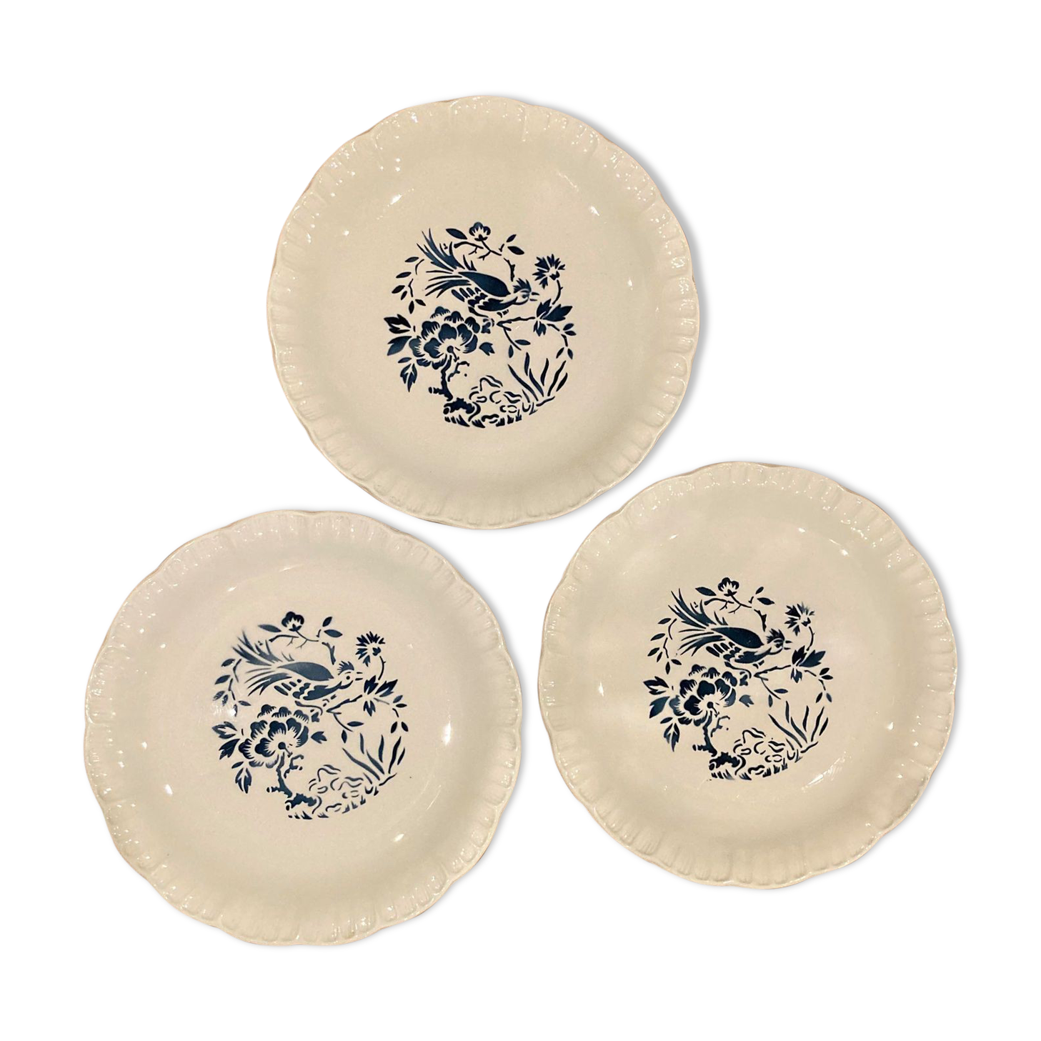 Lot de 3 assiettes Digoin Sarreguemines modèle Touraine