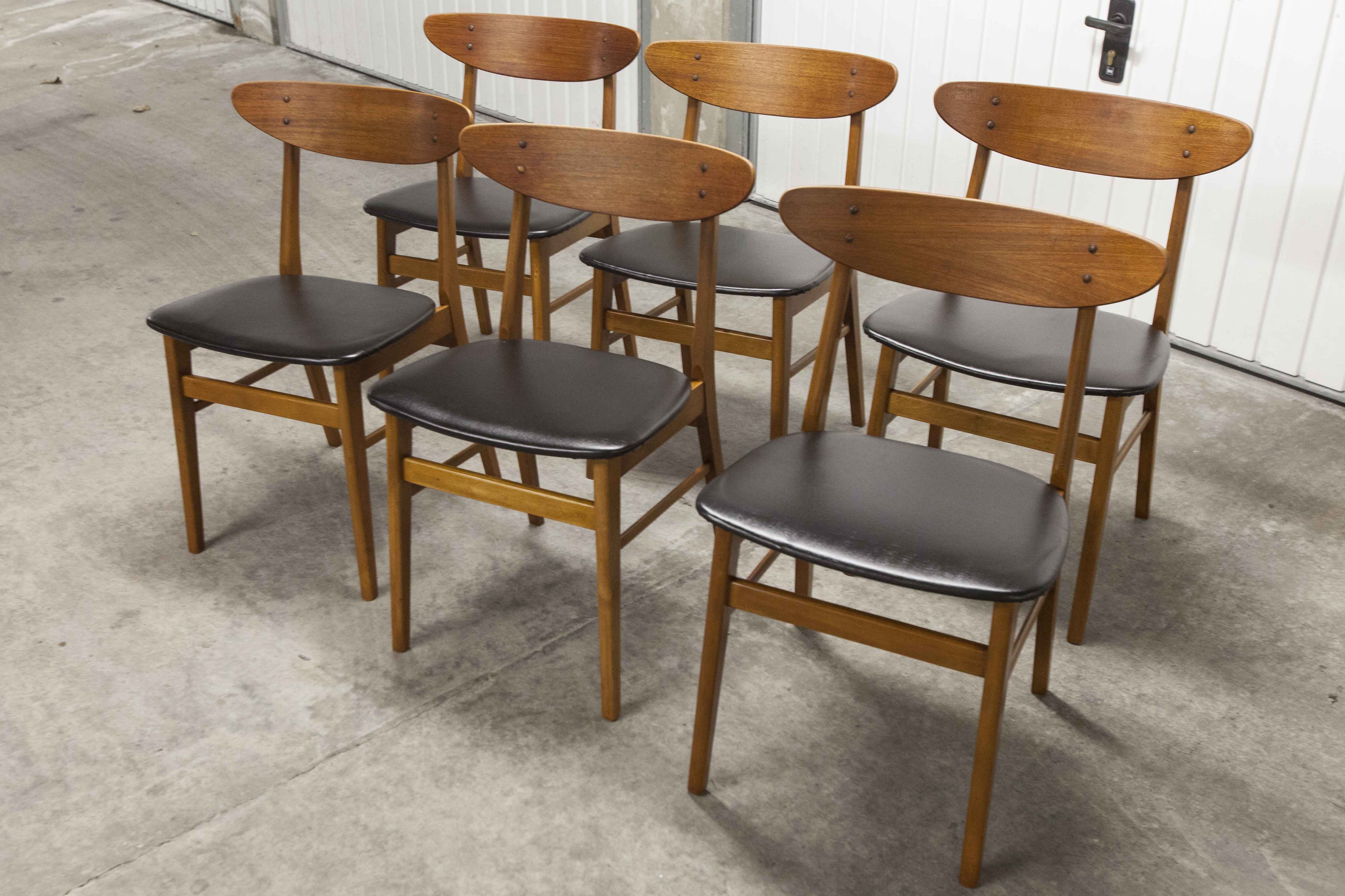 Lot de 6 chaises Farstrup 210 teck en hêtre 1965