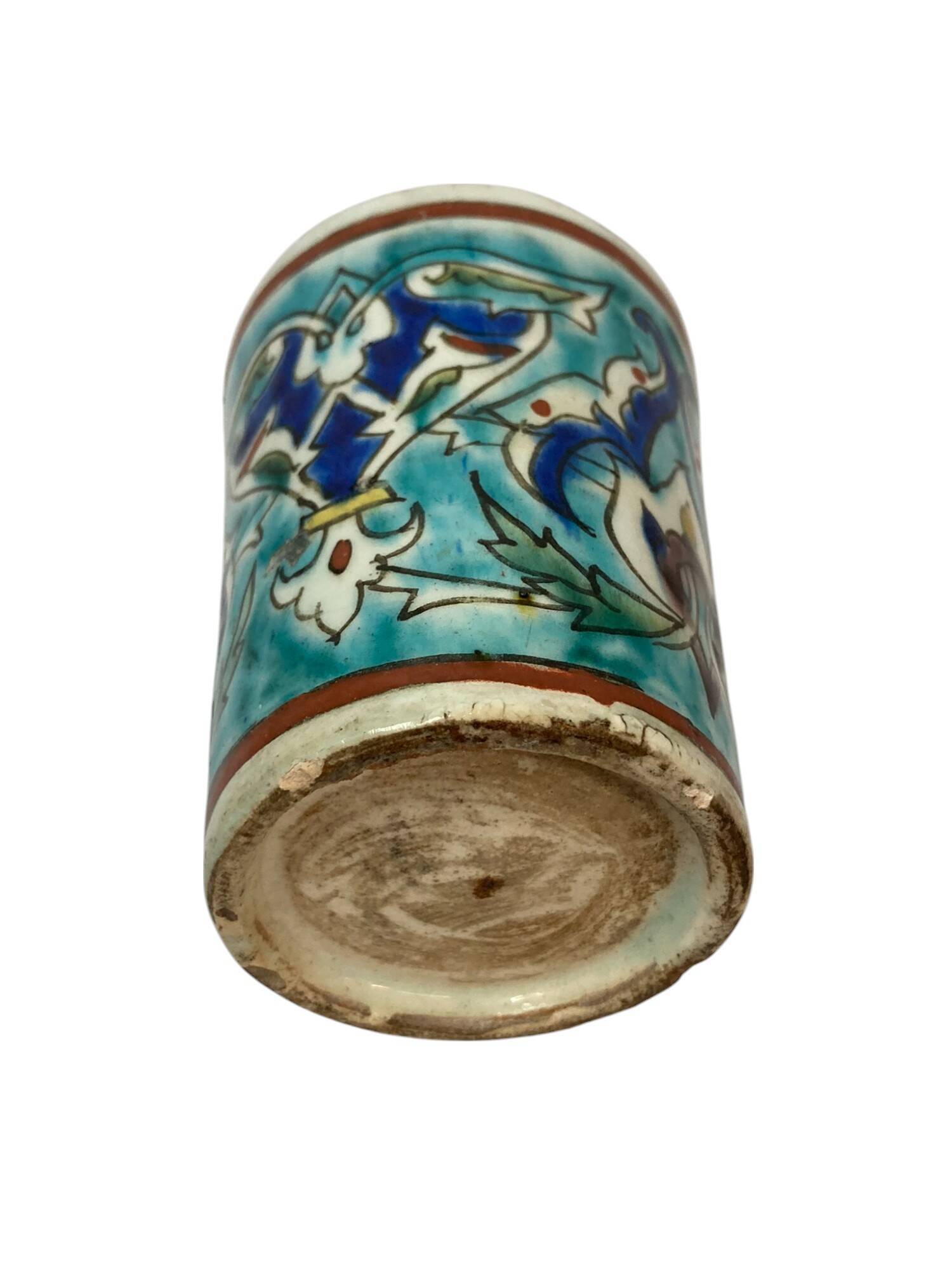 Iznik, glass goblet in polychrome faience Turkey 19th century
