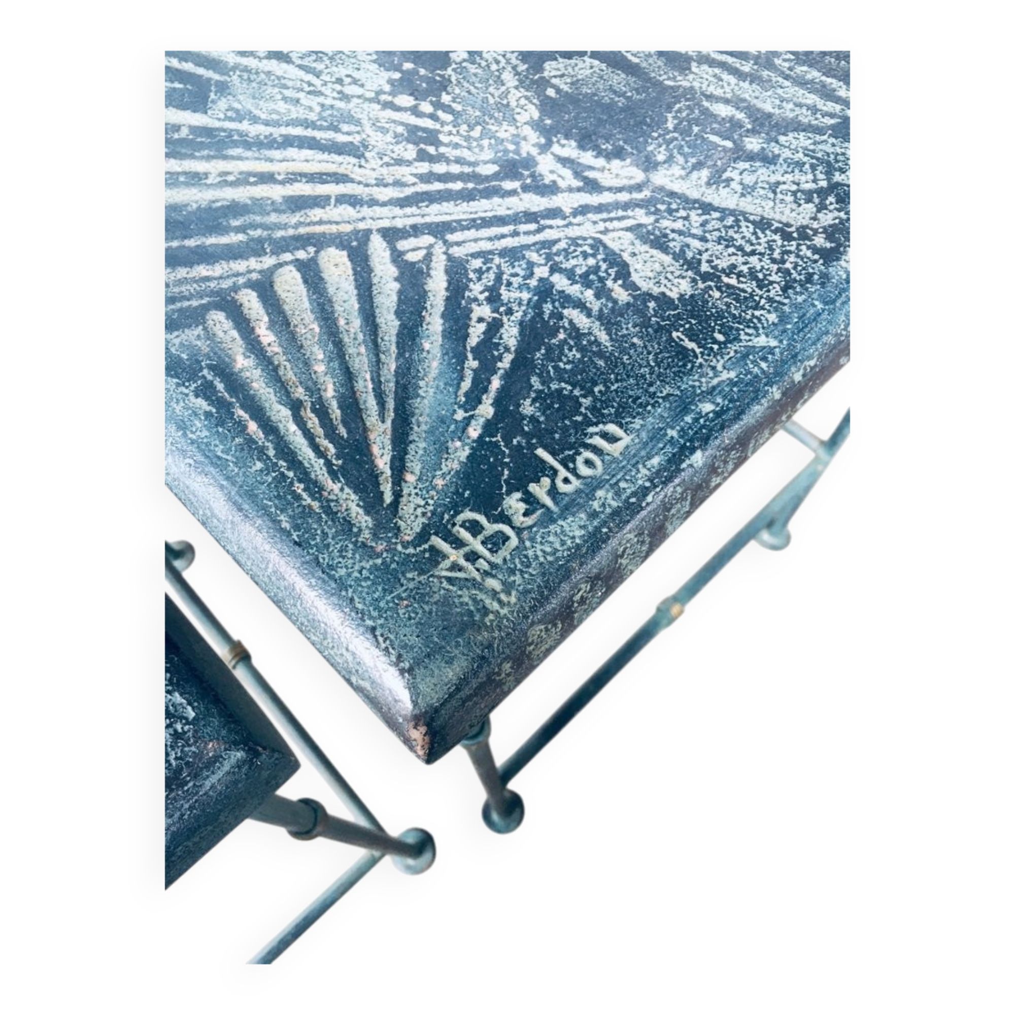 Postmodern Handmade Nesting Table Set by J. Berdou, France, 1980s, Set of 2