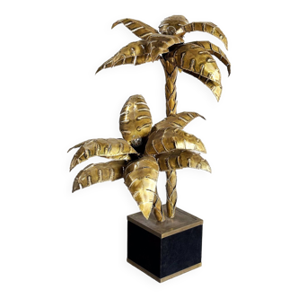 French Brass Palm Tree Floor or Side Lamp attributed to Maison Jansen, 1970's