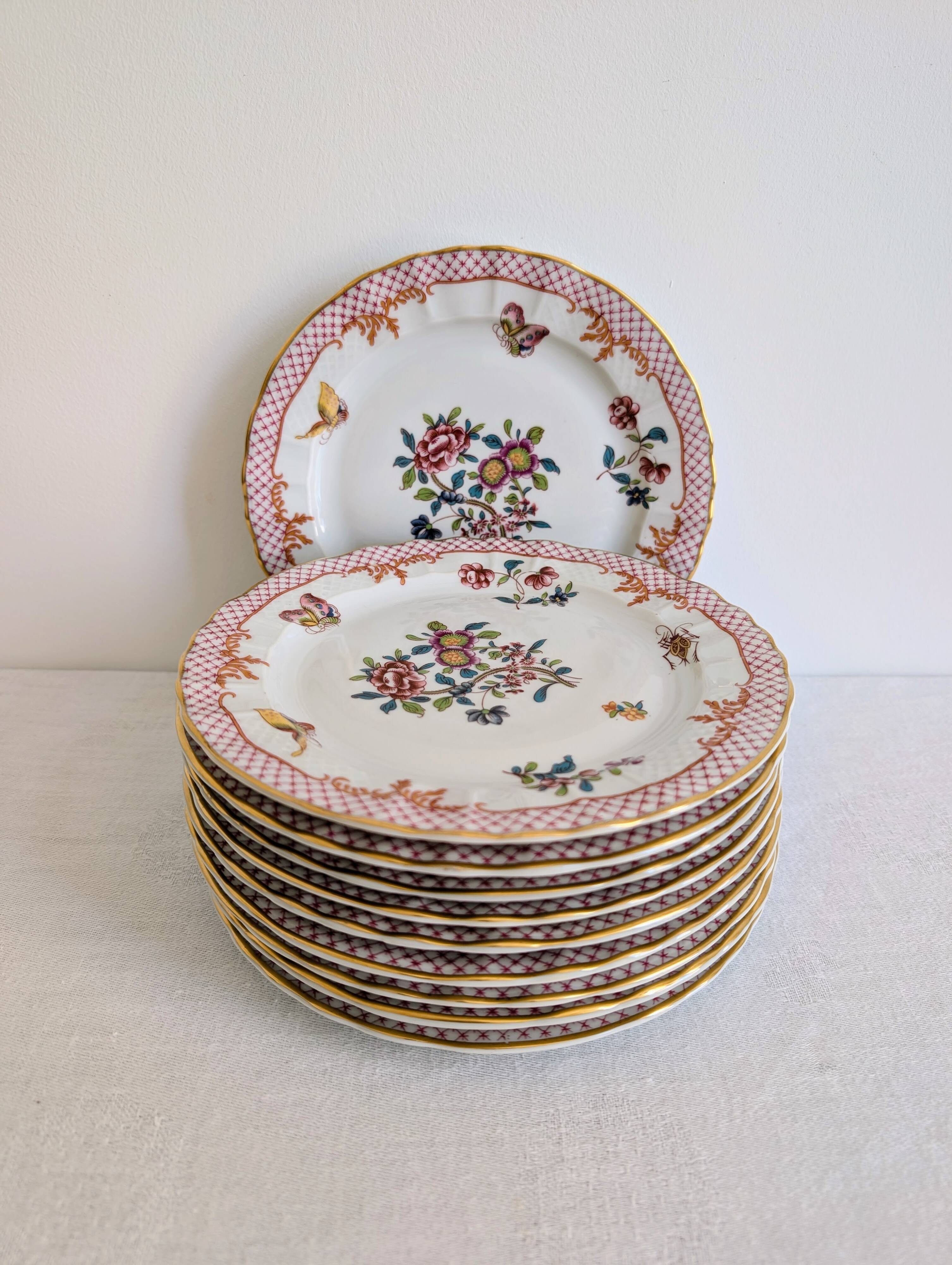 Set of 10 dessert plates Bernardaud Limoges – Compagnie des Indes