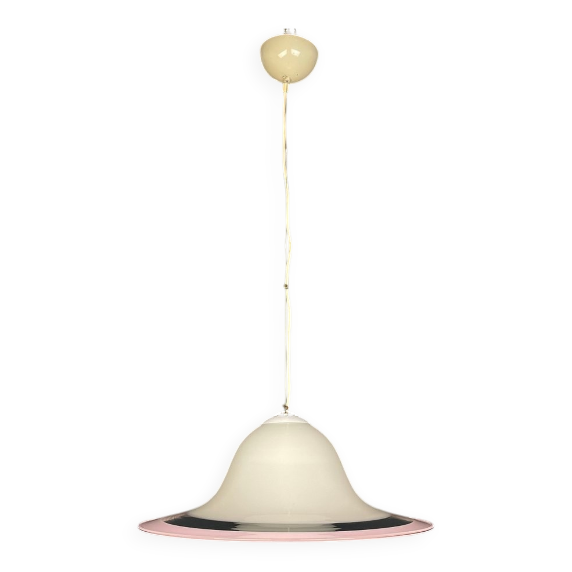 White and pink Murano glass pendant lamp, Italy, 1970s.
