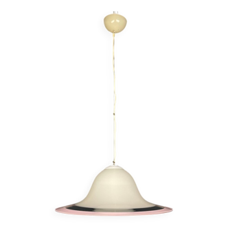 White and pink Murano glass pendant lamp, Italy, 1970s.