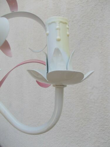 Chandelier metal flowers leaves shabby chic