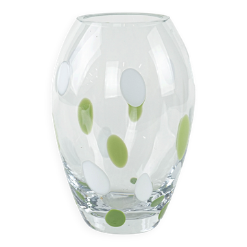 Vase en verre à pois, design danois, années 1970, fabriqué au Danemark