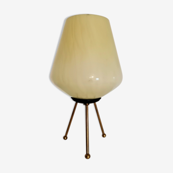 Lampe veilleuse métal doré tulipe verre vintage 50