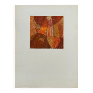 Dessin composition moderne 1970 par François de Chabot