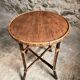 Vintage Round Bamboo and Wood Side Table | Mid-Century Bohemian Accent Table – 1950s/70s