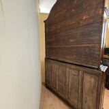 Monumental scriban buffet with clock from the 17th century, Liége region, in carved oak